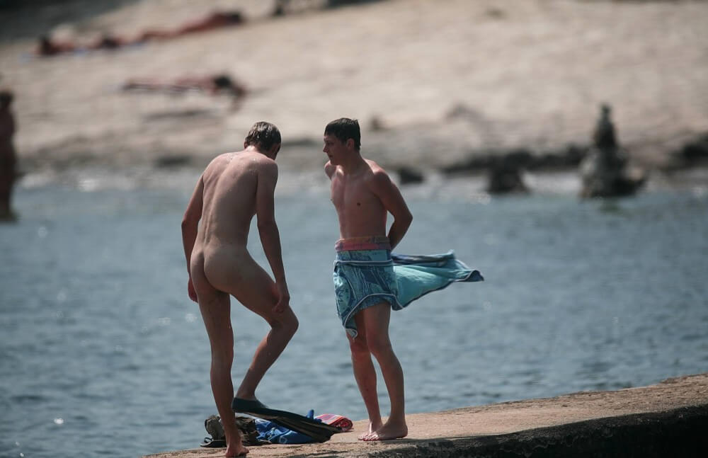 Nudists Boys - Water Prep On The Ledge - Accepting oneself fully is the foundation of naturism and nudism