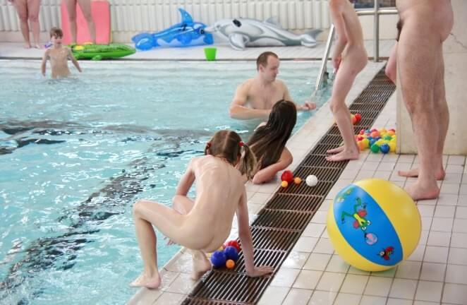 Nude family in the pool photos - Leaving the house in a state of complete nudity